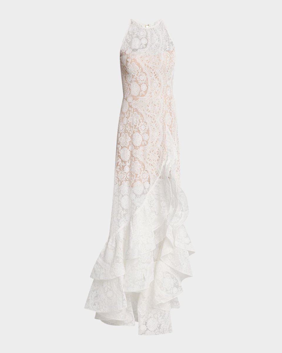 Sicilia High-Low Floral Lace Gown